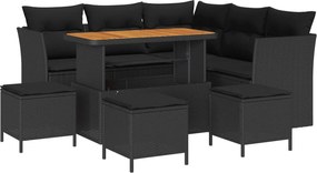 vidaXL Set de canapele pentru grădină 9 pcs Negru poliratan