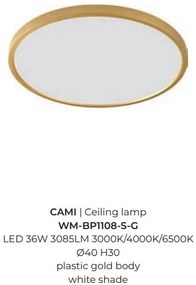 Plafoniera LED moderna design slim CAMI 40cm, auriu