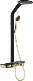 Mexen Bolt set de duș montat pe suprafață cu duș fix și baterie, negru/auriu - 78108-75