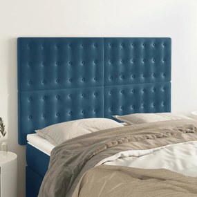 3116818 vidaXL Tăblii de pat, 4 buc, albastru închis, 72x5x78/88 cm, catifea