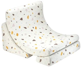 Fotoliu de copii alb cu tapițerie din țesătură bouclé/cu tapițerie din chenille Terrazzo Moon – Wigiwama