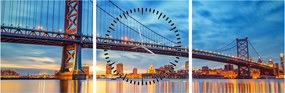 Tablou - Podul Benjamin Franklin, Philadelphia (cu ceas) (90x30 cm)