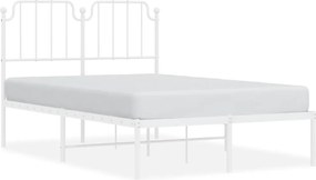 vidaXL Cadru de pat metalic cu tăblie, alb, 120x200 cm