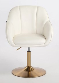 HR2055N Scaun Alb din Piele Ecologica cu Bază Aurie