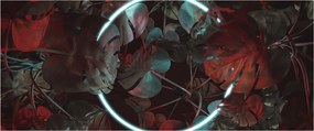 Tablou - Cerc de neon între palmieri (120x50 cm)