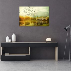 Tablou peisajului pictat cu sediul (90x60 cm)