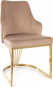Scaun ALURE, bej inchis - Bluvel 28, stofa catifelata/metal, 52x64x89