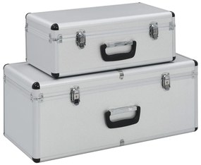 vidaXL Cutii de depozitare, 2 buc., argintiu, aluminiu