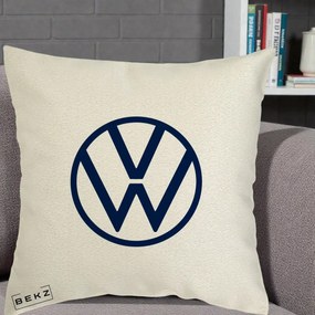 Perna Personalizata cu emblema Volkswagen, 40x40 cm, Ecru, Husa Detasabila, Perna Inclusa, BEKZ®