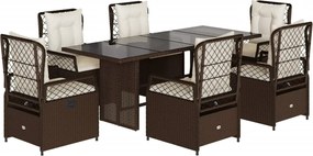 vidaXL Set mobilier de grădină cu perne, 7 piese, maro, poliratan