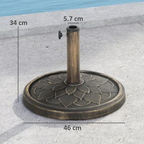 Outsunny Bază Rotundă pentru Umbrelă, Potrivit pentru Stâlpi de 32, 38, 48 mm, Φ46x34 cm, Bronz | Aosom Romania