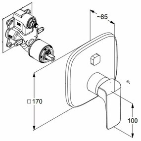 Baterie cada sau dus Kludi Ameo incastrata pentru corp ingropat, crom 416590575