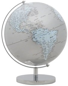 Decoratiune glob argintiu/albastru deschis din metal, ∅ 25 cm, Globe Mauro Ferretti