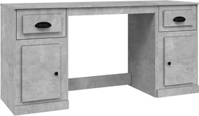 vidaXL Birou cu dulap, gri beton, lemn prelucrat
