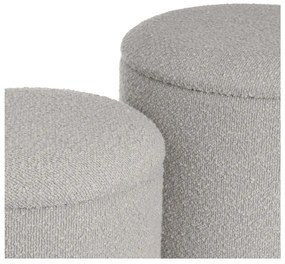 Pufuri gri-deschis 2 buc. cu tapițerie din țesătură bouclé – Casa Selección