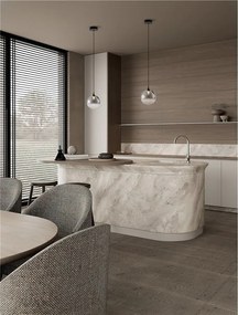 Pendul LED modern, Metal, Sticla, Fumuriu, ORENDA