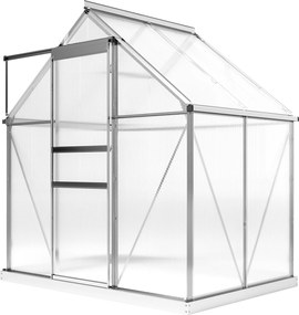 Outsunny Seră de grădină din aluminiu și policarbonat cu bază, seră cu fereastră reglabilă și ușă culisantă 192,5x131x200cm | Aosom Romania