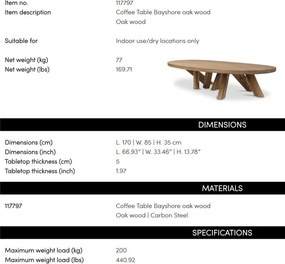 Masuta de cafea design LUX din lemn de stejar Bayshore