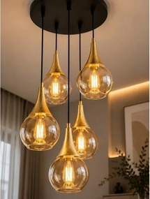 Lustră pe cablu LACRIMA HONEY 5xE27/60W/230V d. 45 cm