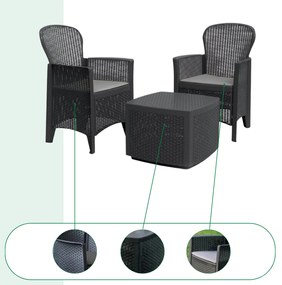 I.P.A.E-Progarden Set de grădină TREE, 3 piese, antracit