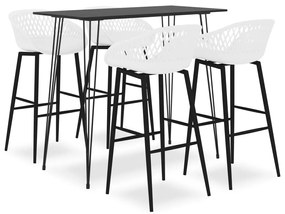 vidaXL Set mobilier de bar, 5 piese, negru și alb