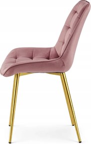 OFERTA Scaun de catifea roz inchis BERA cu picioare aurii II. calitate