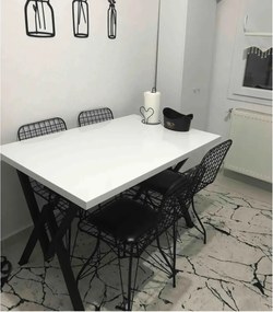 Set Masa Bucatarie cu 4 Scaune , negru,120x80x75 cm, 30050SET