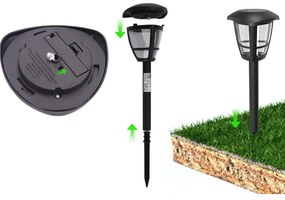 Aigostar - Set de 12 buc. lămpi solare LED, 0,06 W/2 V, 33,8 cm, 6500 K, IP44, negre