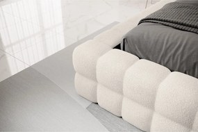 Pat matrimonial alb tapițat cu spațiu de depozitare cu somieră 140x200 cm Dizzle – ELTAP