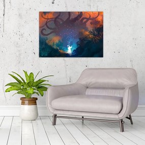 Tablou pe sticlă - Vrăjitorul magicean (70x50 cm)