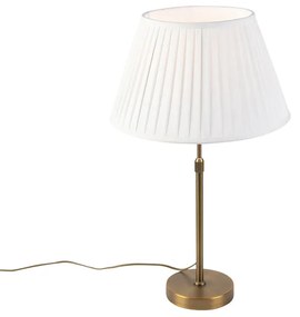 Lampă de masă din bronz cu abajur plisat alb 35cm - Parte