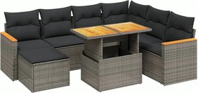 vidaXL Set canapele de grădină cu perne, 8 piese, gri, poliratan