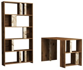 Masă PC cu raft Limba (Nuc + Alb). 1088396