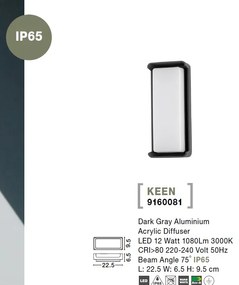 Aplica LED moderna pentru iluminat exterior IP65 KEEN