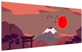 Tablou - Ilustrație a Muntelui Fuji (120x50 cm)