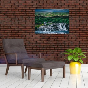 Tablou pe sticlă cu cascade în natură (70x50 cm)
