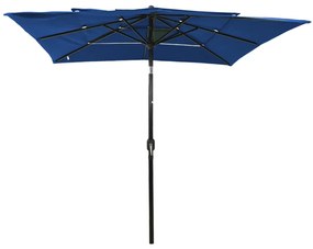 Umbrela soare 3 niveluri, stalp de aluminiu, azuriu, 2,5x2,5 m azure blue, 2.5 x 2.5 m