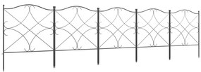 Outsunny Set Gard de Grădină cu 5 Panouri și Stâlpi, Gard Decorativ din Metal, 305x62 cm, Negru | Aosom Romania