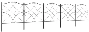 Outsunny Set Gard de Grădină cu 5 Panouri și Stâlpi, Gard Decorativ din Metal, 305x62 cm, Negru | Aosom Romania