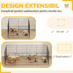 PawHut Padoc Portabil pentru Câini, Pisici și Căței, Structură din Sârmă Metalică, 8 Module, 76x61 cm, Negru | Aosom Romania