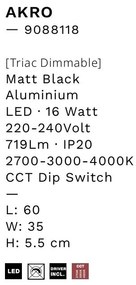 Aplica de perete LED CCT design modern AKRO negru