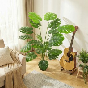 HOMCOM Plantă artificială arbore Monstera deliciosa cu ghiveci inclus înălțime 150 cm interior verde | Aosom Romania