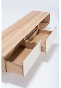 Comodă TV albă/în culoare naturală din lemn de stejar 200x48 cm Fina – Gazzda