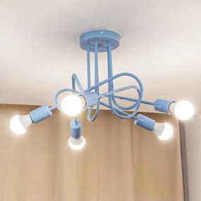 Lustră de tavan aplicată OXFORD 5xE27/15W/230V albastru