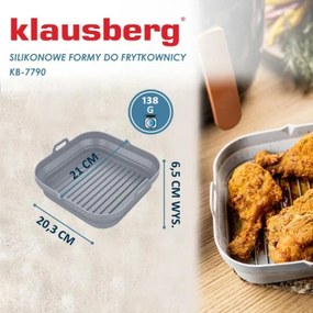 Set 2 forme din silicon pentru Airfryer Klausberg KB 7790, 21x20.3 cm, Pana la 230°C, Fara BPA, Gri