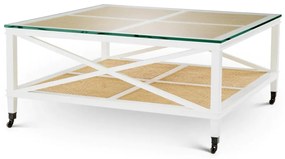 Masuta de cafea LUX, Lemn, Rattan, Bahamas alb