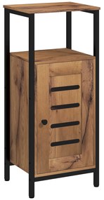 kleankin Dulap inferior pentru baie cu ușă cu lamele structură din oțel nișă deschisă 37 x 30 x 85 cm maro rustic | Aosom Romania