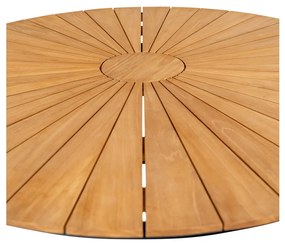 Masă de grădină Cleveland, tec, naturală, cu picioare negre 130x74 cm