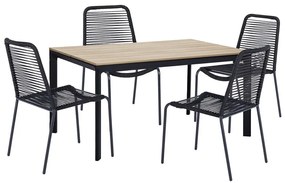 Set 4 scaune negre Kai și masă Thor - Bonami Essentials