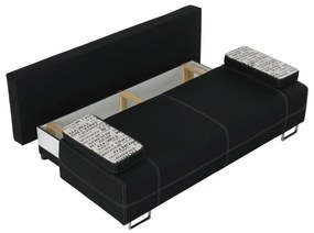 Canapea extensibilă cu spaţiu de depozitare, negru/model, ELIZE